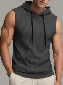 Men's Ribbed Knit Tank Top - Gris foncé - Voir 1