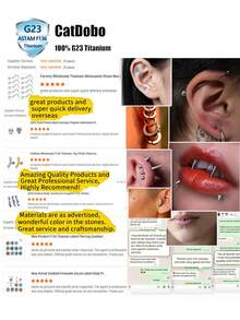 CatDObo 1 chiếc khuyên xỏ lỗ sâu bằng titan cấp độ cấy ghép, đính đá pha lê 14g, trang sức xỏ lỗ siêu nhỏ. - Thanh tạ bằng da thật, có lỗ thông hơi hình mỏ neo. - Xem 6