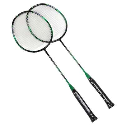 Badminton Racket, 2 Pcs Low Wind Resistance Antiskid Handle Carbon Badminton Rackets For Training Green
