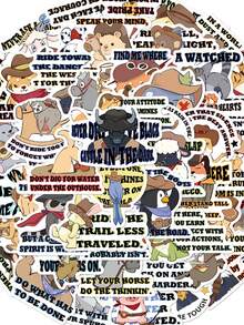 50pcs Wild West Cowboy Stickers Western Animal Vibes For Journal, Phone Case, Tablet, Water Bottle, Helmet, Bike, Luggage, Durable Waterproof Decals - Multicolor - View 7