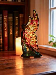 1pc Fantasy Fairy Design Decor, Butterfly Wing Art Desktop Display, Gothic Bohemian Style Home Decoration, Night Light Ambiance Decor, Vintage Window Decoration For Living Room, Bedroom, Study, Bookshelf, Office, Fireplace, Reading Corner, Library, Creates Cozy Reading Atmosphere, Home Decor, Housewarming Gift - Multicolor - View 5