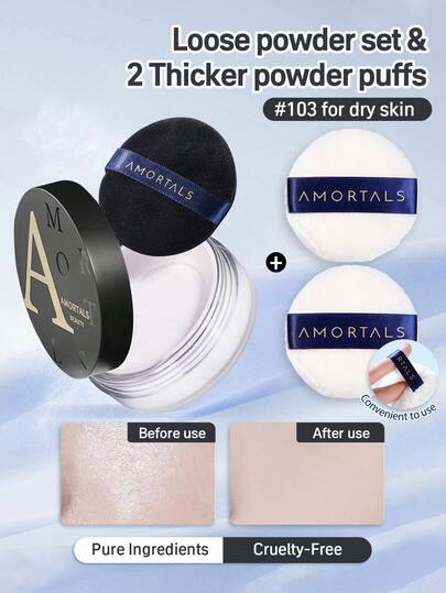 Amortals 8.5 جرام بودرة فضفاضة + 2 كرة بودرة، بودرة تشطيب مطفي، طويلة الأمد، مضادة للزيوت، مناسبة للبشرة الجافة والمختلطة، تغطي الخطوط الدقيقة والعيوب، تخفي المسام بشكل طبيعي، تأتي مع كرة بودرة مخملية ذات وجهين، مثالية للمبتدئين وفنانو المكياج والهدايا والمناسبات والأعياد والكريسماس وعيد الشكر والتخرج وأعياد الميلاد والعطلات والموضة Y2K والنساء والماركات المميزة والجمال والحفلات والشاطئ والسفر والتخييم والمدرسة والاحتفالات والهدايا الزخرفية وتنكر فتاة الورد والمكياج الفاخر والأجواء