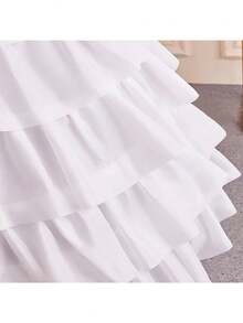 新娘婚纱衬裙，多层大直径四环五莲花设计 - 白色 - 查看 2