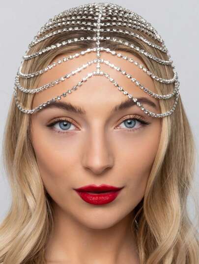 Bohemian Fashion Multi-Layer Crystal Headchain, Glamorous Party Gown Jewelry Accessory For Women