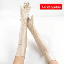 5 Stück/1 Stück 21-Zoll Satin Opernhandschuhe für Frauen, elegante Handschuhe in Ellbogenlänge, Halloween Kostüm Accessoire, Hochzeit Frühling/Sommer Handschuhe mit UV-Schutz - A - Übersicht 10