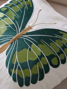 LCUHPCL 1pc 3D Green Butterfly Linen Embroidered Throw Pillow Cover, Suitable For Living Room, Bedroom, Party, Sofa And Various Environments, Spring/Summer - Multicolor - View 7
