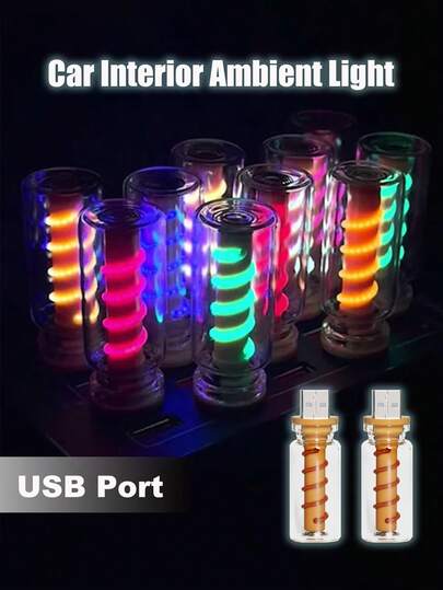 1/2pcs Adjustable Transparent Touch Control USB Atmosphere Light, Vintage Creative LED Lighting, Suitable For Car, Bedroom, Camping, Party Decoration
