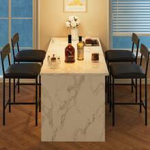 Juego de 4 taburetes tapizados con Respaldo y reposapiés, Asiento más Ancho, taburetes de Cocina para Isla de Cocina, Comedor, fácil Montaje, Gris Retro - Negro - Ver 1