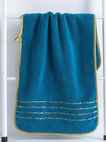 Coral Fleece Striped Minimalist Soft Absorbent Bath Towel/Hand Towel For Home Use - Blue - View 3