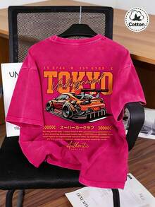 2026 Spring/Summer Racing Pattern Men's T-Shirt, Slightly Elastic Fit, Washed For A Vintage Look, Cotton Breathable Black Round Neck Short Sleeve T-Shirt, Daily Casual Streetwear T-Shirt, High-Quality Wax Printed Cotton Retro Fashion Brand T-Shirt, Men's T-Shirt, Beach Must-Have, Men's Summer T-Shirt, Holiday Gift, Perfect Gift, Graphic Tees Women,Graphic Tee,Shirts - 黑色 - 查看 11