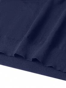 Suéter de cuello medio alto de manga corta de punto para hombre - Azul Marino - Ver 5