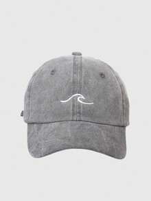 1pc New Washed Baseball Cap With Simple Wave Pattern Embroidery, Unisex, Suitable For Couples And Students, Versatile Dad Hat - Waves - View 22