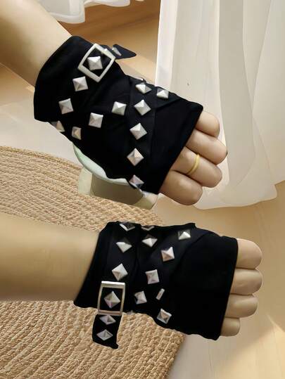 قفاز سلسلة الزنق الأسود قطعة واحدة، إكسسوار موضة بطراز بانك Y2K، متعدد الاستخدامات وضروري للنساء