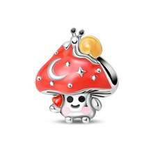 1PC925 Silver-Plated 'Travel' Charm Just Go! Red Travel Bag, Hamburger Cat, Music, ROCK Kitten, I Myself Happy Cat, Cute Mushroom, Little Hedgehog, Snail Head Mushroom Pendant Charms, Women's Original DIY Jewelry, Snake Bone Chain, Suitable For Music Festivals, Birthdays, Carnivals, And Ramadan Gifts - Multicolor - View 18