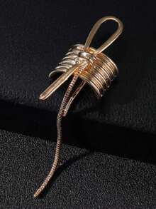 1pc Elegant Chain Hair Clip For Women, Ponytail Accessory Casual Bow Valentine's Day Valentines Claw Clips Hair Claws Hair Barrettes, School Stuff, Hair Accessories, Head Accessories, Hair Accessories For Women, Hair Slide - Silver - View 5