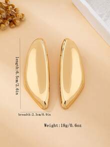1 Pair Women's Fashion Earrings, Sexy Metallic Smooth Asymmetrical Geometric Earrings, Suitable For Daily Wear - Yellow Gold - View 8