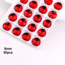 8mm, 50pcs/Pack, Flat Double-Hole Exquisite Glass Rhinestones, Round Shape, For Sewing Wedding Dresses, Handbags, Shoes Decoration, Jewelry Making Accessories - 8mm 50pcs - View 28