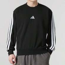 Adidas Men's Crew Neck Pullover Sweatshirt, Sports Activewear Top JE6372 - Black/White - View 1