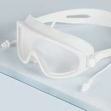 Large Frame Waterproof Anti-Fog High Definition Swimming Goggles, Unisex Diving Swimming Equipment, One-Piece Earplug Swimming Goggles - Multicolor - View 5