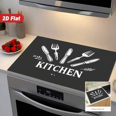 (Hot! ! ! ) 1pc Flat Stove Protection Pad, Rubber Anti-Slip Heat-Resistant Cover Pad For Kitchen Utensils, Suitable For Induction Cookers, Glass Stoves, Multifunctional Scratch-Resistant Pads, And Can Be Used As Mouse Pads For Ovens, Washing Machines And Dryers, And Kitchen Decoration.