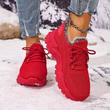 FZY 2026 Winter New Style Snow Boots, Leather-Lined Athletic Shoes - Soft And Warm Knitted Casual Walking Shoes, Lightweight And Slip-Resistant Outdoor Winter Shoes, Suitable For Women's Commuting And Office Wear, Also Essential Boots For Women's Easter Outfits, Comfortable And Versatile Women's Snow Boots For Winter Vacation And Travel, Easter Gift - Winter Women's Tennis Shoes - 紅色 - 查看 2