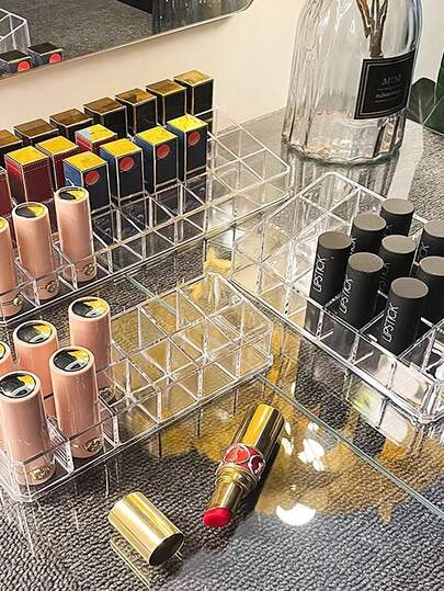 1 قطعة حامل أحمر شفاه من الأكريليك، صندوق تخزين أحمر الشفاه، منظم لمستحضرات التجميل، رف عرض مستحضرات التجميل، حل تخزين مثالي للأدراج والمنضدة والحمام. رف صغير لطلاء الأظافر وأحمر الشفاه، صندوق تنظيم مستحضرات التجميل شفاف، صندوق أحمر شفاه متعدد الشبكات، صندوق تخزين مستحضرات التجميل شفاف على المكتب، صندوق أحمر شفاه شفاف من البولي إيثيلين، صندوق منظم لمستحضرات الشفاه وطلاء الأظافر متعدد الشبكات، صندوق تخزين أحمر الشفاه، رف مستحضرات الشفاه بطراز إنستغرام، صندوق أحمر شفاه شفاف على المكتب