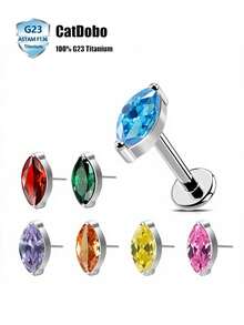 CatDObo 1件 F136 钛金属眼唇环耳钉锆石穿刺饰品植入级 G23 钛合金人体穿刺饰品耳骨钉 - 馬眼唇釘 - 查看 7
