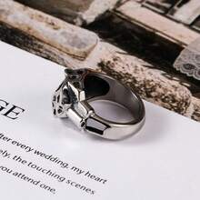 1pc Stainless Steel Leopard Head Ring, Punk Fashion Creative Animal Design, Non-Fading, Fierce Gentleman Style Gift - Silver - View 3