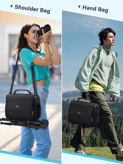 Camera Shoulder Bag, Waterproof And Shockproof, Suitable For DSLR/Mirrorless Cameras, Small Camera Bag, Comes With Adjustable Shoulder Strap, Unisex Crossbody Camera Bag, Black