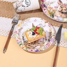 10pcs/20pcs/30pcs/60pcs Easter Party Tableware, 7-Inch And 9-Inch Easter Paper Plates, 9oz Paper Cups With Spring Floral And Pastel Patterns, Disposable Bunny Easter Plates And Cups, Happy Easter Spring Bunny Decorations - Type B - View 5