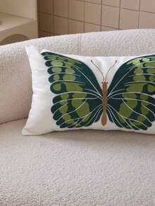 LCUHPCL 1pc 3D Green Butterfly Linen Embroidered Throw Pillow Cover, Suitable For Living Room, Bedroom, Party, Sofa And Various Environments, Spring/Summer - Multicolor - View 10