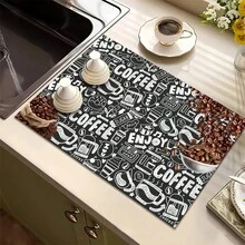 1pc Square Skull & Coffee Pattern Heat Insulation Pad, Trivet Mat, Desk Protector, Coffee Machine Mat, Kitchen Drainage Mat, Home & Kitchen Placemat - Multicolor - View 17