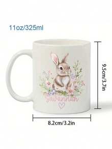 Custom Name Easter Mug – Personalized Bunny Love Rabbit Design,Bunny Rabbit & Flowers, Custom Mug, Easter Gift, Perfect For Friends, Her, Animal Lovers, Valentine's Day, Coffee & Tea Time, Daily Use, Home & Office, Special Occasions - Multicolor - View 10