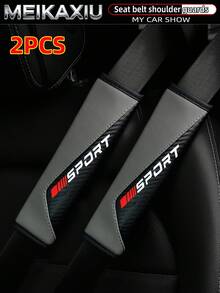 MEIKAXIU 1pc/2pcs New SPORT Red Carbon Fiber Car Shoulder Pad Safety Belt Decor Accessories, Auto Interior - Red Letter SPORT Shoulder Pads - View 12