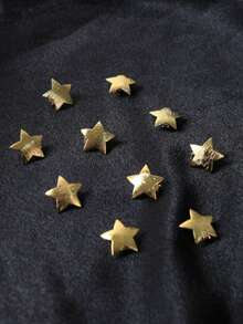 10pcs Gold Metal Textured Star Braided Hair Clips, Fashion Hair Accessories - Gold - View 2