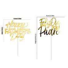 1pc/3pcs Acrylic "Feliz Dia Papa" Cake Topper, Father's Day Birthday Party Decor - Multicolor - View 6