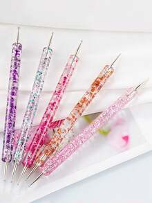 5支双头美甲勾线笔，UV凝胶美甲设计笔，美甲装饰笔套装，适合家庭和专业美甲沙龙使用 - 彩色 - 查看 1