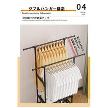 clothes rack 22mm 太めスチールダブルハンガー 幅95cm ワイド設計 たっぷり収納 ハンガーラック 3段収納棚 キャスター付き 2段掛け収納量アップ パンツバー付き 多機能ハンガーラックベランダ - ブラック - チェックする 7