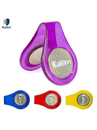  Caiton 1pc Golf Marker Hat Clip - Premium PU Material, Double-Sided Magnetic Design, Detachable, Durable And Sturdy, Available In Multiple Colors (Purple, Blue, Red, Yellow), The Perfect Gift For Male And Female Golfers.