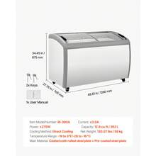 Commercial Ice Cream Display Case, 12.8 Cu.Ft Chest Freezer, -19 To 3℉ Temp Adjustable Mobile Top Deep Freezer With 4 Wire Baskets, 2 Sliding Glass Doors, Locking Casters & LED Strip Lighting - 12.8 Cu.ft Ice Cream Meal Stand - View 7