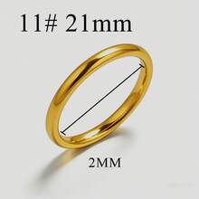1枚素面不锈钢戒指，2毫米宽，不褪色，可水洗，经典情侣戒指，简约优雅男女通用戒指 - 金色 - 查看 12