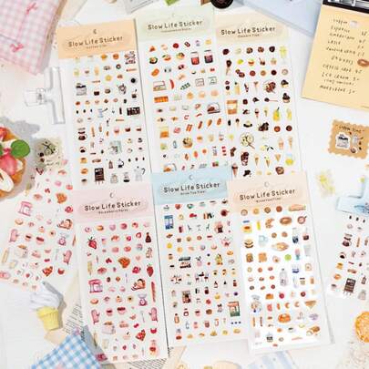 Sticker Series "Slow Life" Retro Style Mini Sniffle Material Journal Phone Back Card Decorative Stickers