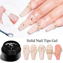 MSRUIOO 10ml 1PC Clear Solid Nail Tips Gel For Press On Nails Long Lasting Strong Adhesive Gummy Bond Nail Glue UV/LED Building Gel Acrylic Nail Gel For Nails Home Salon Manicure DIY Design - 10g - 查看 6