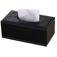 European Style Leather Multi-Function Tissue Box, Creative Remote Control Storage Box, Hotel/Restaurant/Living Room Desktop Napkin Holder - Black - View 2