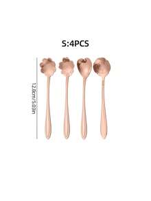 4pcs Flower Design Spoon - Rose Gold - View 7