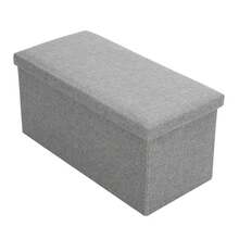 Ottoman Storage Bench Footrest Stool, Folding With Lid – Long Shoe Bench Footstool Storage Box For Living Room, - Gray - 76x38x38CM - View 3
