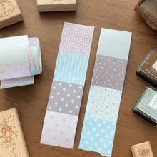 复古波点和纸胶带套装，装饰性遮蔽胶带，适用于子弹笔记、计划本和DIY手工项目，装饰贴纸，剪贴簿用品，文具，趣味贴纸，Kindle - 長方形 - 查看 4