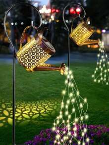 1 pieza Luces de cadena de regadera solar, luces de tetera de metal retro, luces de decoración de jardín exterior, luces solares para senderos, césped, patio y terraza, iluminación empotrada - monedas de cobre - Ver 5