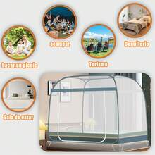 Mosquitero para Cama King Size,Mosquitera Plegable para Camas con Doble Puerta e Inferior de Red para bebés, Adultos, Viajes, Camping, al Aire Libre, antimosquitos 180 * 200CM (Gris, Gris) - Verde azul1.5*2 - Ver 5