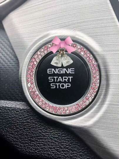 1pc Car Ignition Switch Ring Decorative Circle, Elegant Interior Accessory